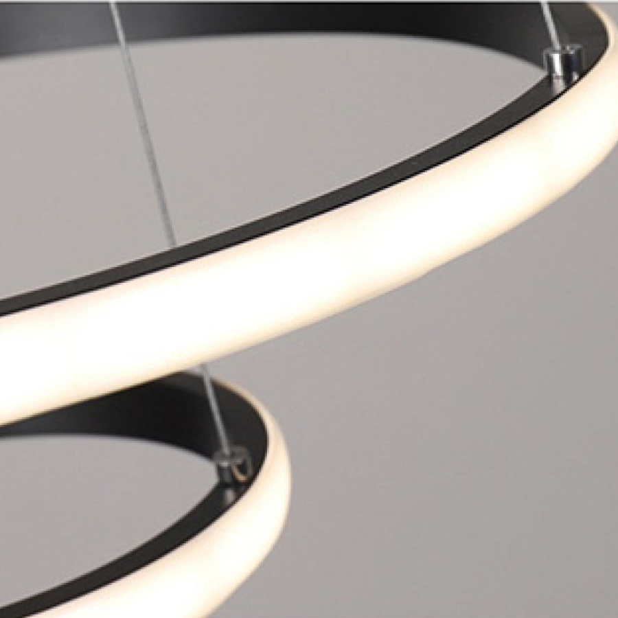 Lustra LED suspendata RICCI 45W, 3 Cercuri, lumina Rece/Calda/Neutra, Negru, Inaltime Reglabila