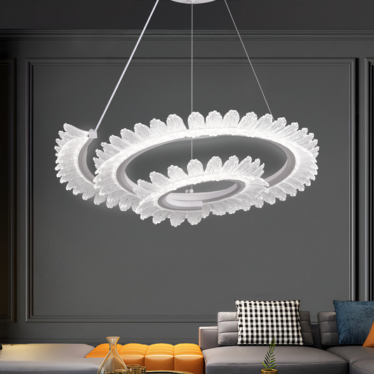 Lulus Led Prism Luminis, Crystal and Metal, 4 kruhy, smoiera, nastaviteľná výška, studené/teplé/neutrálne svetlo, luxusné osvetlenie