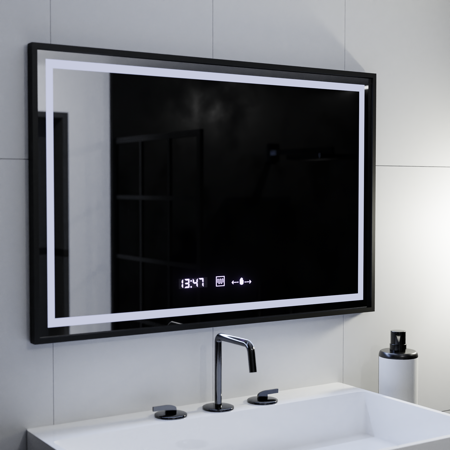 Zrkadlo LED obdĺžnik 120x80cm Raggio Motion Glow Marcello Defrosting System teplomer a smiešne hodiny