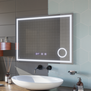 LED dotyk Gunter zrkadlové odmrazovanie systému, hodiny a teplota 80x60 cm kozmetické zväčšovanie