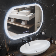 Oválne LED zrkadlo, 80x50cm, Altera Marcello MotionGlow Sensor, Demister System, Hodiny & Teplomer, Stmievateľné