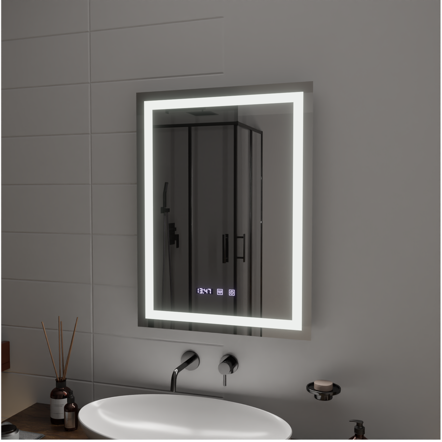 LED Touch Gustav Mirror Defrition Systém, hodiny a teplota 60x80 cm