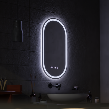 LED dotyk Wilhelm Mirror Defrition System, Clock and TEPELE 50X80 CM