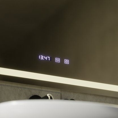 LED Touch Werner Mirror Defrition Systém, hodiny a teplota 80x60 cm