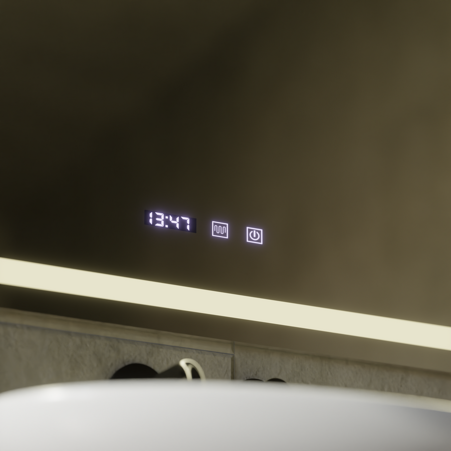 LED Touch Werner Mirror Defrition Systém, hodiny a teplota 80x60 cm