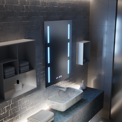 Zrkadlo LED Touch Erich S86/60X80 Systém odhmlievania, hodiny a teplota 60x80 cm