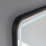 LED Touch Gerhard Mirror Defrition System, Clock and TEPELE 60x80 cm Čierny kefový rámec