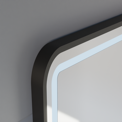 LED Touch Gerhard Mirror Defrition System, Clock and TEPELE 60x80 cm Čierny kefový rámec