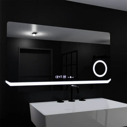 Zrkadlo LED obdĺžnikový 80x60cm Definícia Motionglow Marcello Demontačné hodinové odmrazovanie systému