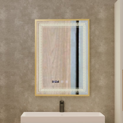 Zrkadlo LED Touch Bruno Zástupca oddelenia, hodiny a teplota 60x80 cm strieborný rám