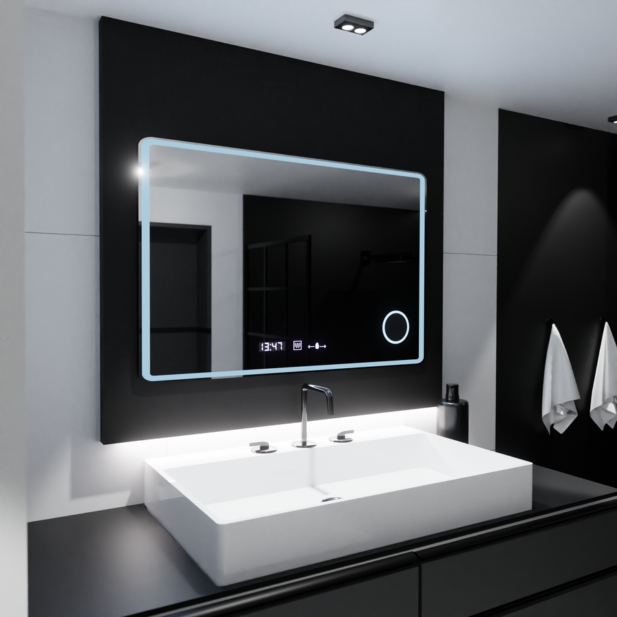 Zrkadlové obdĺžnikové obdĺžnikové 120x80cm Aura Riflesso poro Motionglow Marcello System Disabilities & Termometer Caimity of Cosmetic