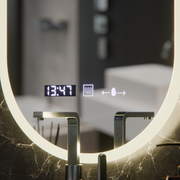 Oválne LED zrkadlo, 50x80cm, Lucia Sensor Marcello, Demister System, Hodiny & Teplomer, Stmievateľné