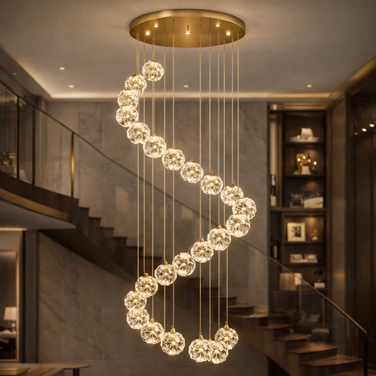 Krištáľový LED luster KILKENNY Culmino, 144W, neutrálne svetlo, priemer 60 cm, zlatý