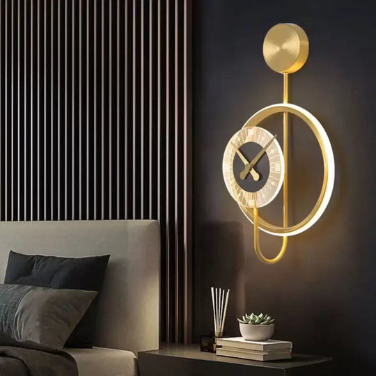 Bridger LED nástenné svietidlo 18W Integrované hodiny Zlatá čierna Vonkajšie nástenné svietidlá Predvolený názov Alessandro Design