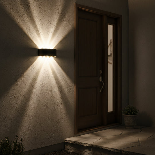 Vonkajšie nástenné LED svietidlo Ellis, 8 W, 8 svetelných zdrojov, teplé svetlo, čierne vonkajšie nástenné osvetlenie Predvolený názov Alessandro Design