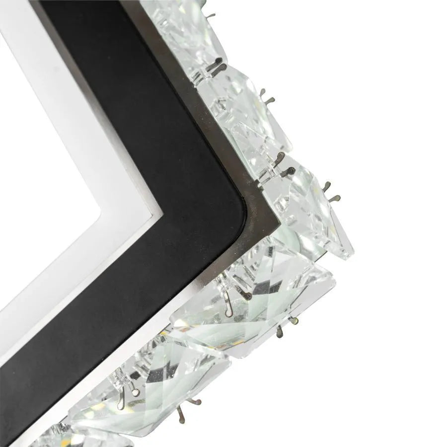 Aplikujte Terrano LED s kryštálmi, štvorcami, 24 W, studenou/horúcou/neutrálnou, čiernou a nehrdzavejúcou farbou