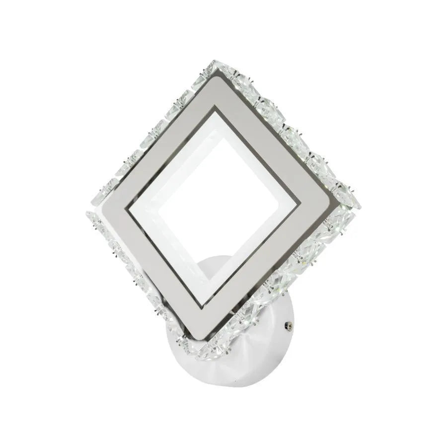 Aplikujte Terrano LED s kryštálmi, štvorcami, 24 W, studenou/horúcou/neutrálnou, biela a nehrdzavejúca