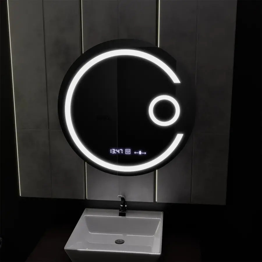 Zrkadlo LED Round 60 cm Visio Motionglow Marcello System Odmrazovanie hodín a teplomer premietateľnú kozmetiku