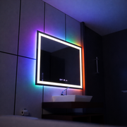 Obdĺžnikové LED zrkadlo, 100x75cm, Verite MotionGlow Marcello, Demister System, Hodiny & Teplomer, Stmievateľné