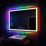 Obdĺžnikové LED zrkadlo, 100x75cm, Verite MotionGlow Marcello, Demister System, Hodiny & Teplomer, Stmievateľné