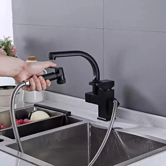 Kuchynská batéria s extrahovateľnou sprchou, sanitárnou mosadzou, čiernou, OD/2031