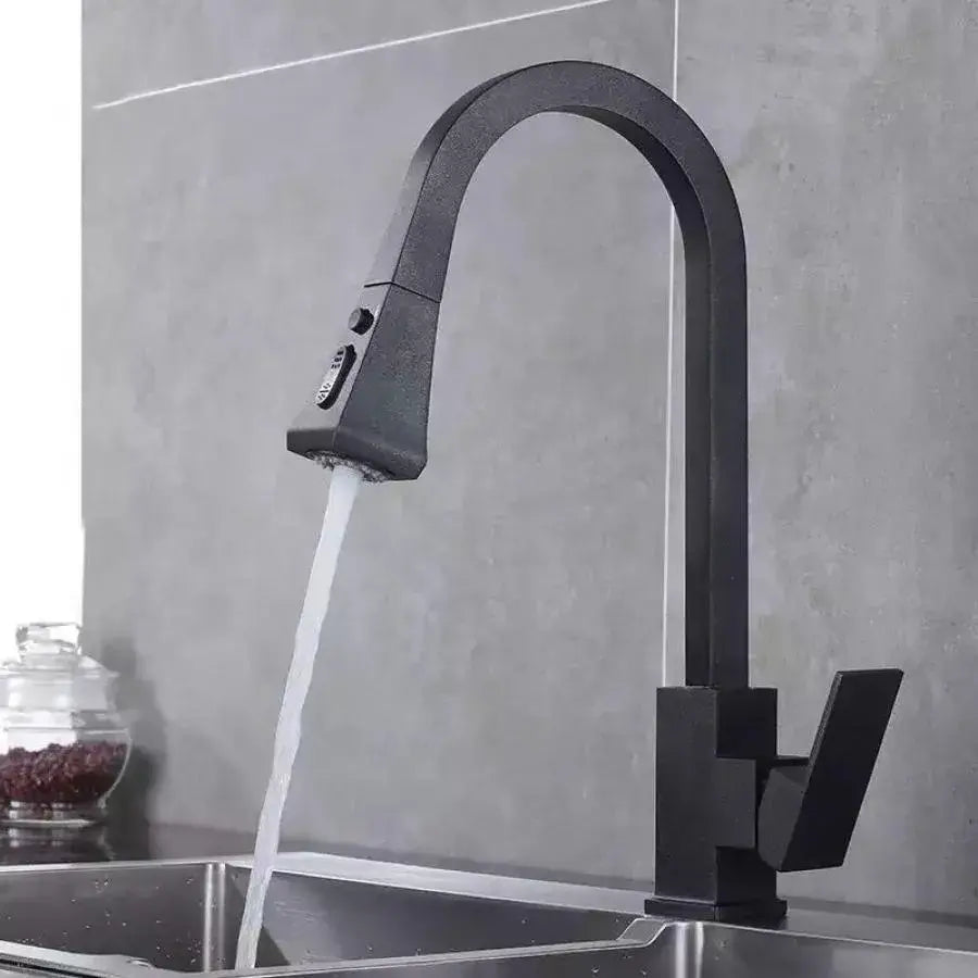 Kuchynská batéria s extrahovateľnou sprchou, sanitárnou mosadzou, čiernou, OD/2040