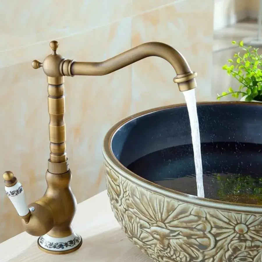 Kuchynská batéria s krkom na labuť, sanitárna mosadz, starožitné zlato, OD/2047