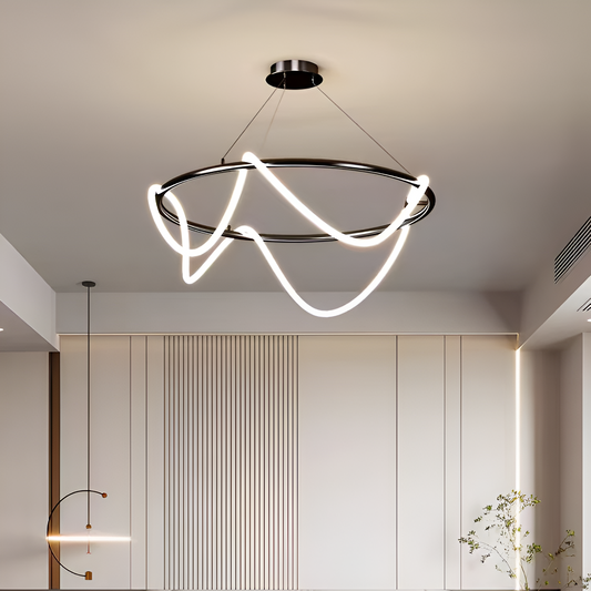 Zavesená Lustra LED Celesti s diaľkovým ovládaním, Daisy, priemer 60 cm, 3000K/4000K/6000K, čierna