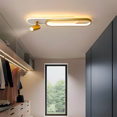 LED luster s nastaviteľným projektorom FISSO Camilla, 48W, studené/teplé/neutrálne svetlo 3000K/4000K/6000K, lesklé zlato, kov a akryl