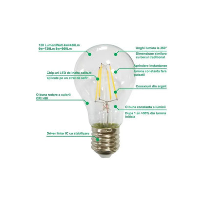 LED FILE A60 E27 10W = 100W 4000K