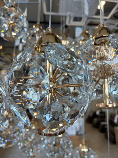 Krištáľový LED luster KILKENNY Culmino, 144W, neutrálne svetlo, priemer 60 cm, zlatý