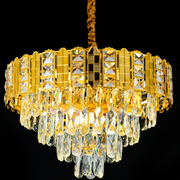 Candelabru Cristal CATHERINE Petito 3xE14, Diametru 30cm, Auriu Lucios, Inaltime Reglabila