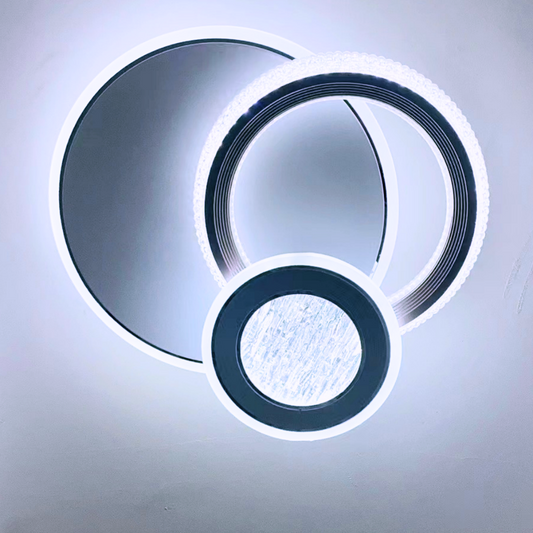LED LED fraktalum rondo, 36W, 3 kruhy, studené/horúce/neutrálne svetlo, čierna