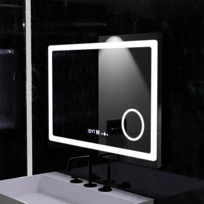 Zrkadlové LED obdĺžnik 90x60cm Souverain Motionglow Marcello Demonant Clock Defosting System