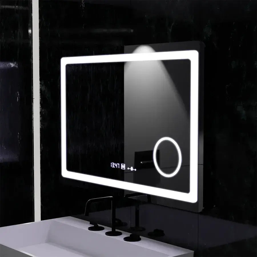 Zrkadlové LED obdĺžnik 90x60cm Souverain Motionglow Marcello Demonant Clock Defosting System