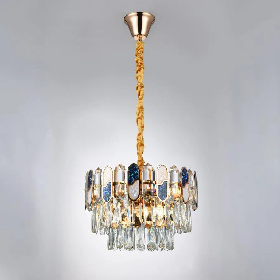 Luster Aniss 5*e27, kov a kryštál, zlato