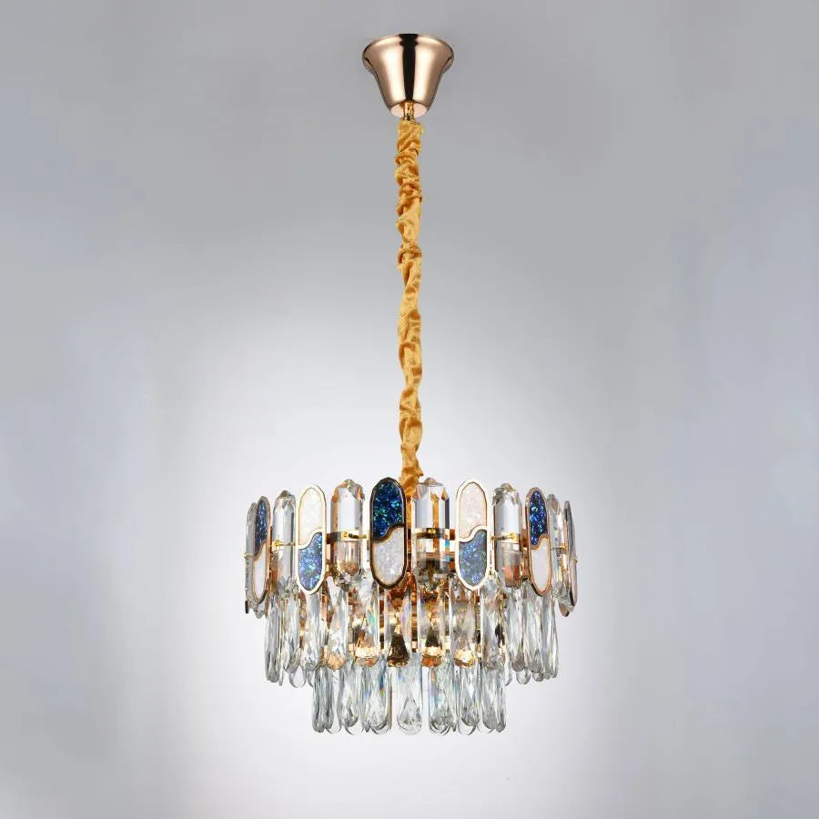 Luster Aniss 5*e27, kov a kryštál, zlato