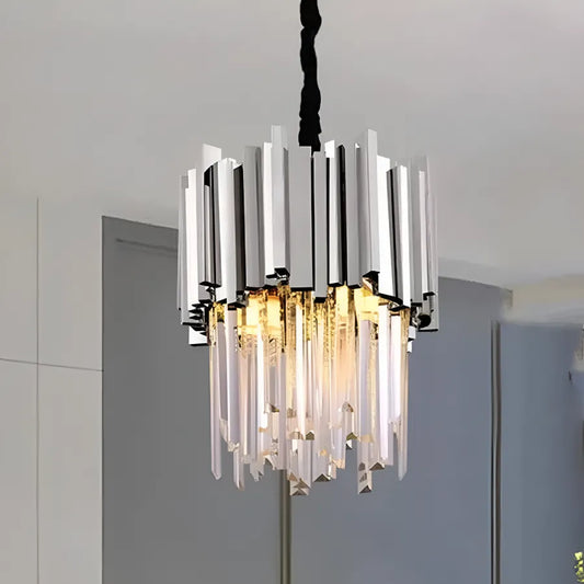 Crystal Luster Blois Noble 5XE14, priemer 40 cm, striebro, nastaviteľná výška