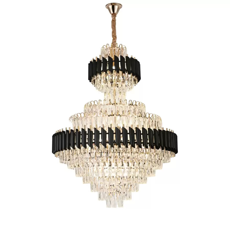 Crystal Luster Versailles supremo Real 20xE27, priemer 80 cm x výška 110 cm, lesklé a čierne zlato, nastaviteľná výška