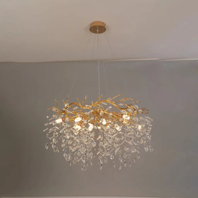Crystal Luster Waltz Rhapsody, 9x G9, zlato, 60 cm, nastaviteľná výška