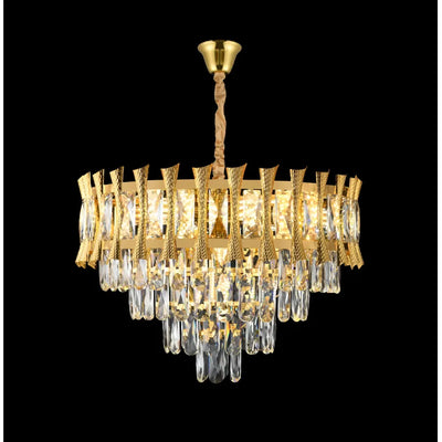 Luster kryptal Hampton Magno 8x E14, priemer 60 cm, lesklé zlato, nastaviteľná výška