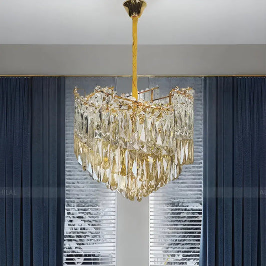 Luster krištáľový topkapi petito 3xe27, priemer 30 cm, lesklé zlato, nastaviteľná výška