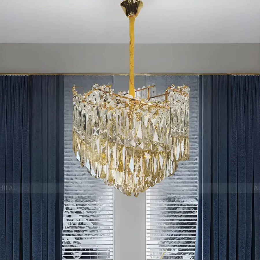 Luster krištáľový topkapi petito 3xe27, priemer 30 cm, lesklé zlato, nastaviteľná výška