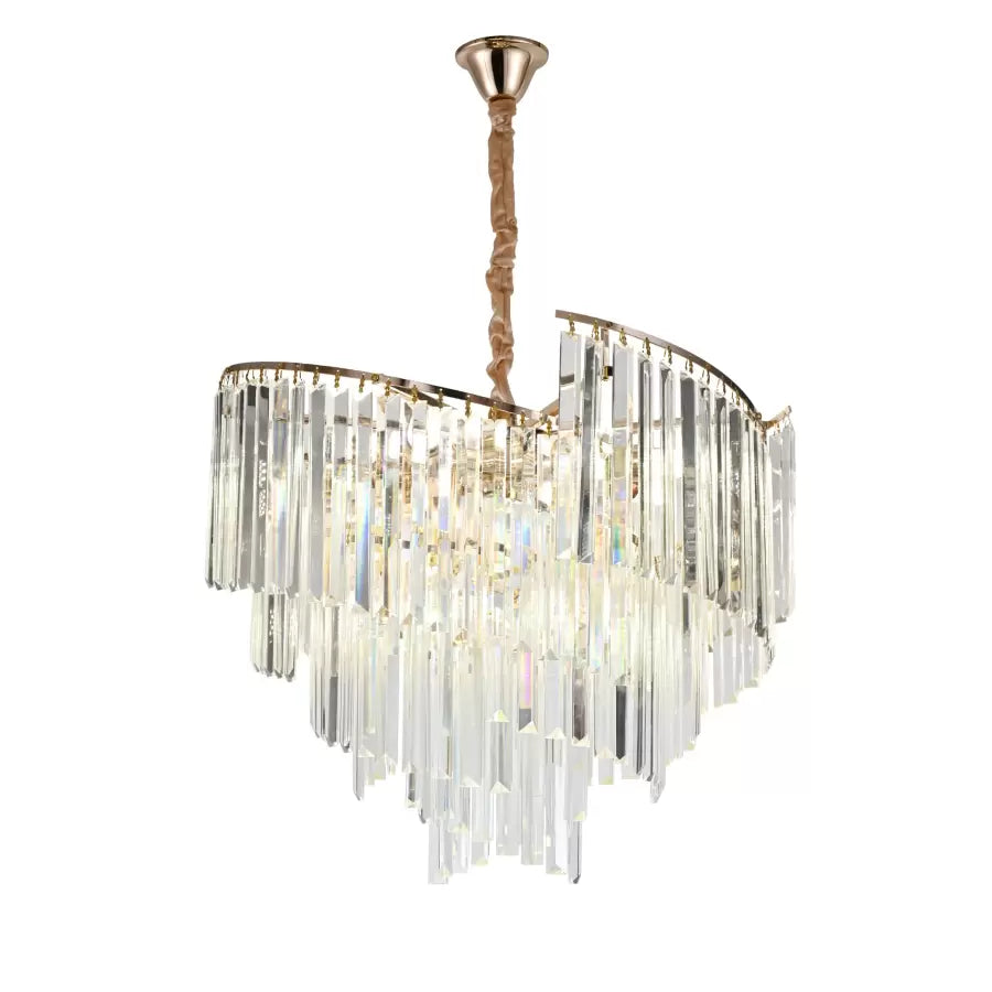 Lustrový kryštál trianon Magno 10x E27, priemer 56 cm, lesklé zlato, nastaviteľná výška