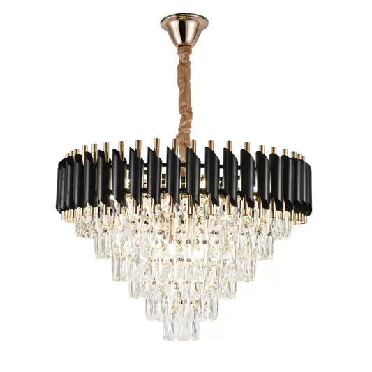 Crystal Luster Versailles Magno 8xe27, 60 cm priemer, lesklé a čierne zlato, nastaviteľná výška