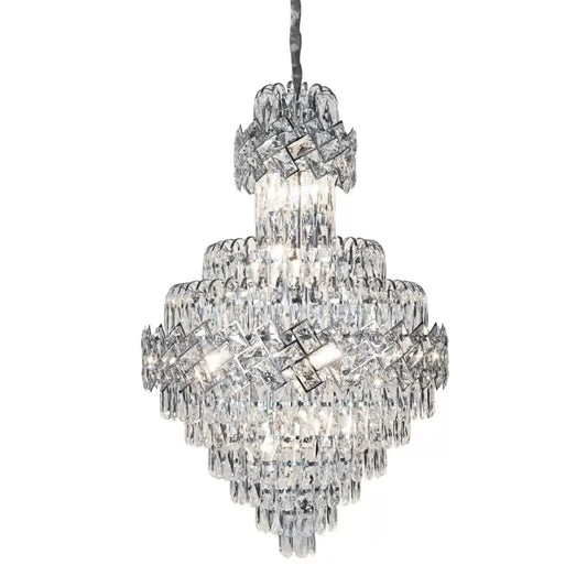 WINDSOR Grande Supremo Krištáľový luster 14xE14, Priemer 60X90cm, Lesklý chróm, Nastaviteľná výška