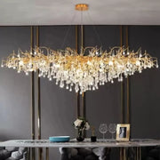 Lustrový krištáľ Kaiser 13x priemer G9 120 cm zlata