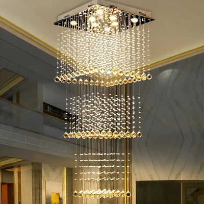 LED krištáľový luster 80W PALATINA Gold, Priemer 50cm, Výška 200cm, Rebríkový model