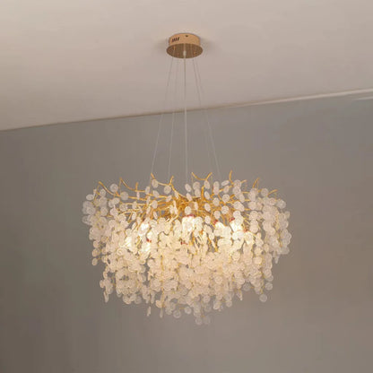 Crystal Luster Waltz Serenade, 8x G9, zlato, 60 cm, nastaviteľná výška