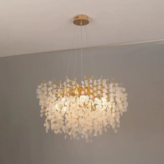 Crystal Luster Waltz Serenade, 8x G9, zlato, 60 cm, nastaviteľná výška